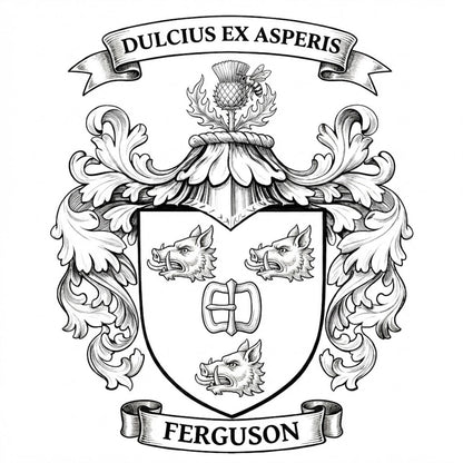 The Ferguson Family Coat of Arms digital download: Includes Color PNG, B&W PNG, and SVG vector files