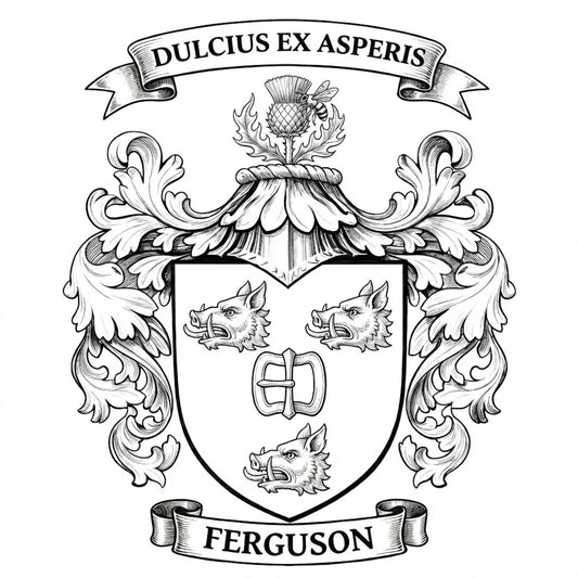 The Ferguson Family Coat of Arms digital download: Includes Color PNG, B&W PNG, and SVG vector files