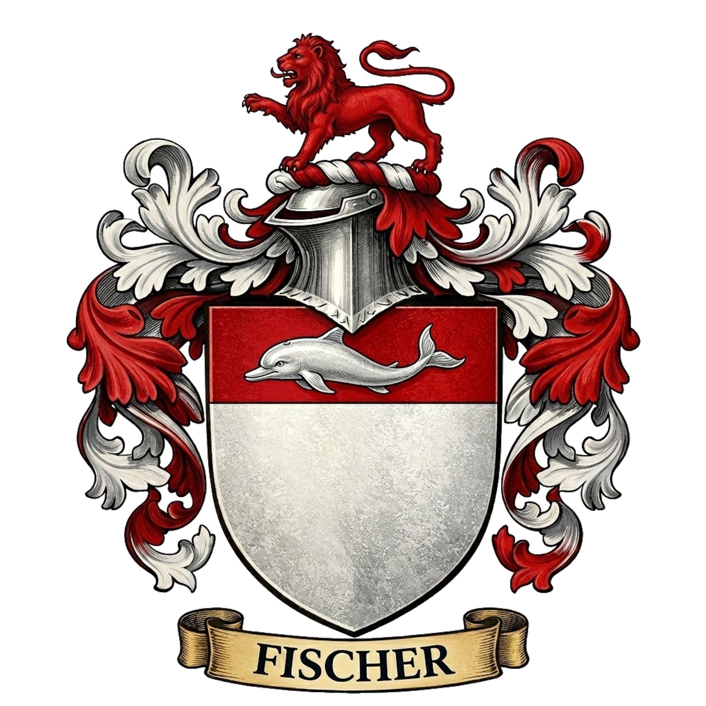 The Fischer Family Coat of Arms digital download: Includes Color PNG, B&W PNG, and SVG vector files