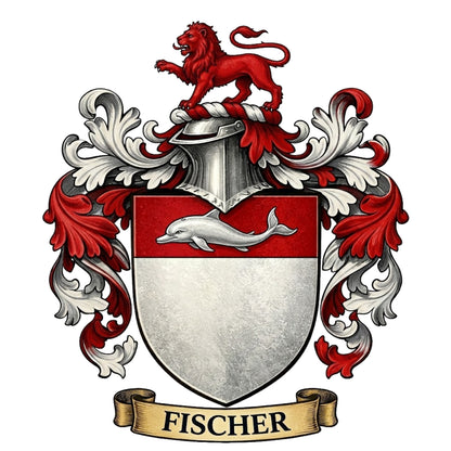 The Fischer Family Coat of Arms digital download: Includes Color PNG, B&W PNG, and SVG vector files