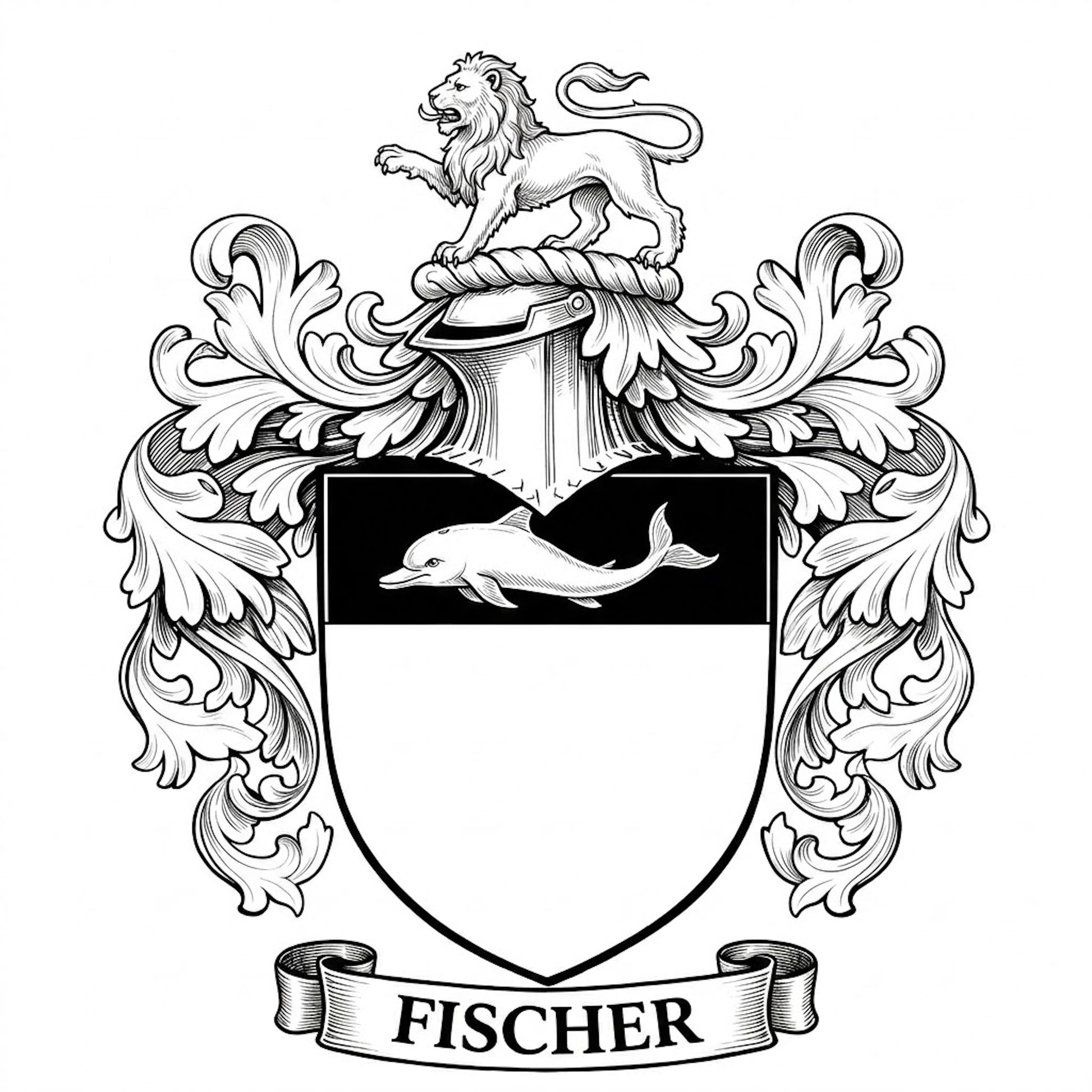 The Fischer Family Coat of Arms digital download: Includes Color PNG, B&W PNG, and SVG vector files