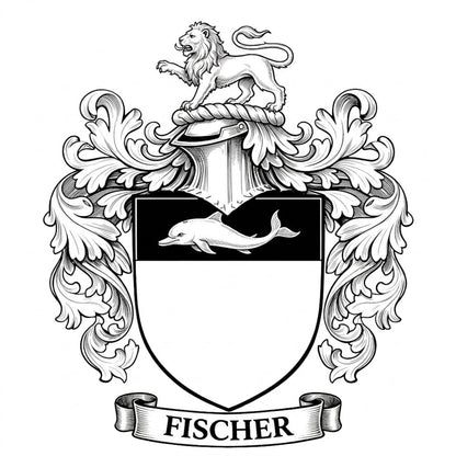 The Fischer Family Coat of Arms digital download: Includes Color PNG, B&W PNG, and SVG vector files