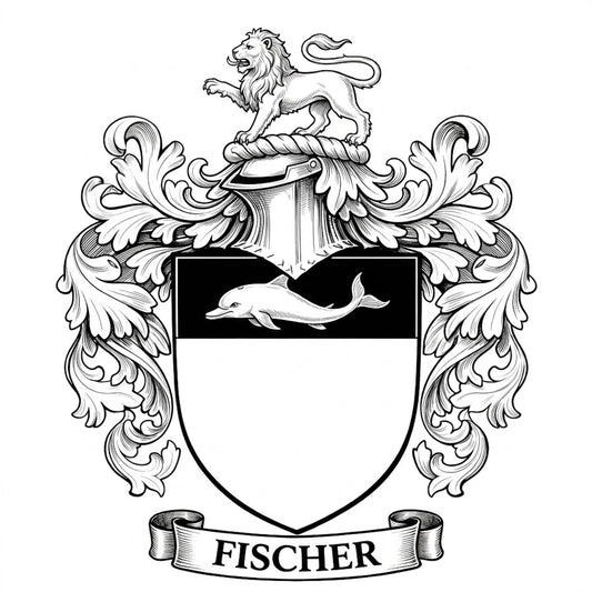 The Fischer Family Coat of Arms digital download: Includes Color PNG, B&W PNG, and SVG vector files