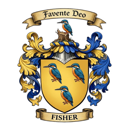 The Fisher Family Coat of Arms digital download: Includes Color PNG, B&W PNG, and SVG vector files