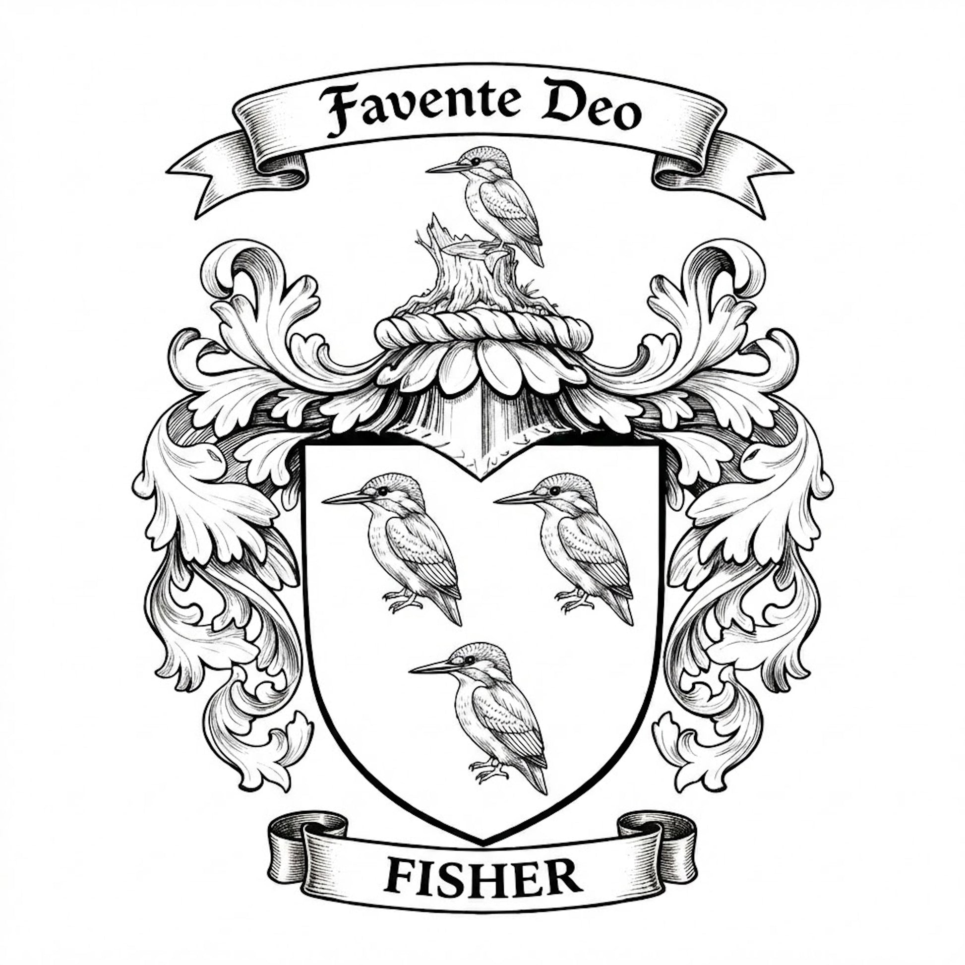 The Fisher Family Coat of Arms digital download: Includes Color PNG, B&W PNG, and SVG vector files