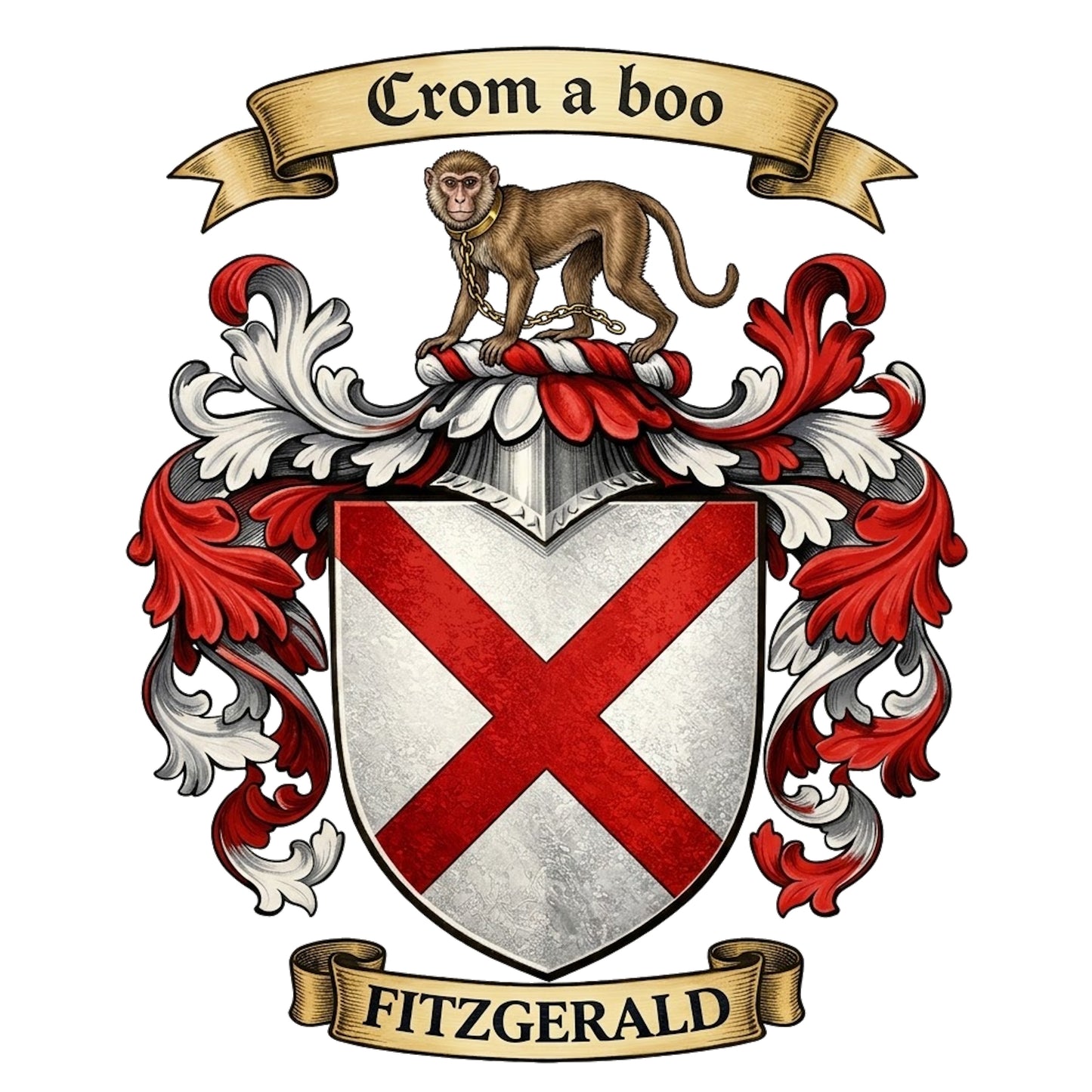 The Fitzgerald Family Coat of Arms digital download: Includes Color PNG, B&W PNG, and SVG vector files