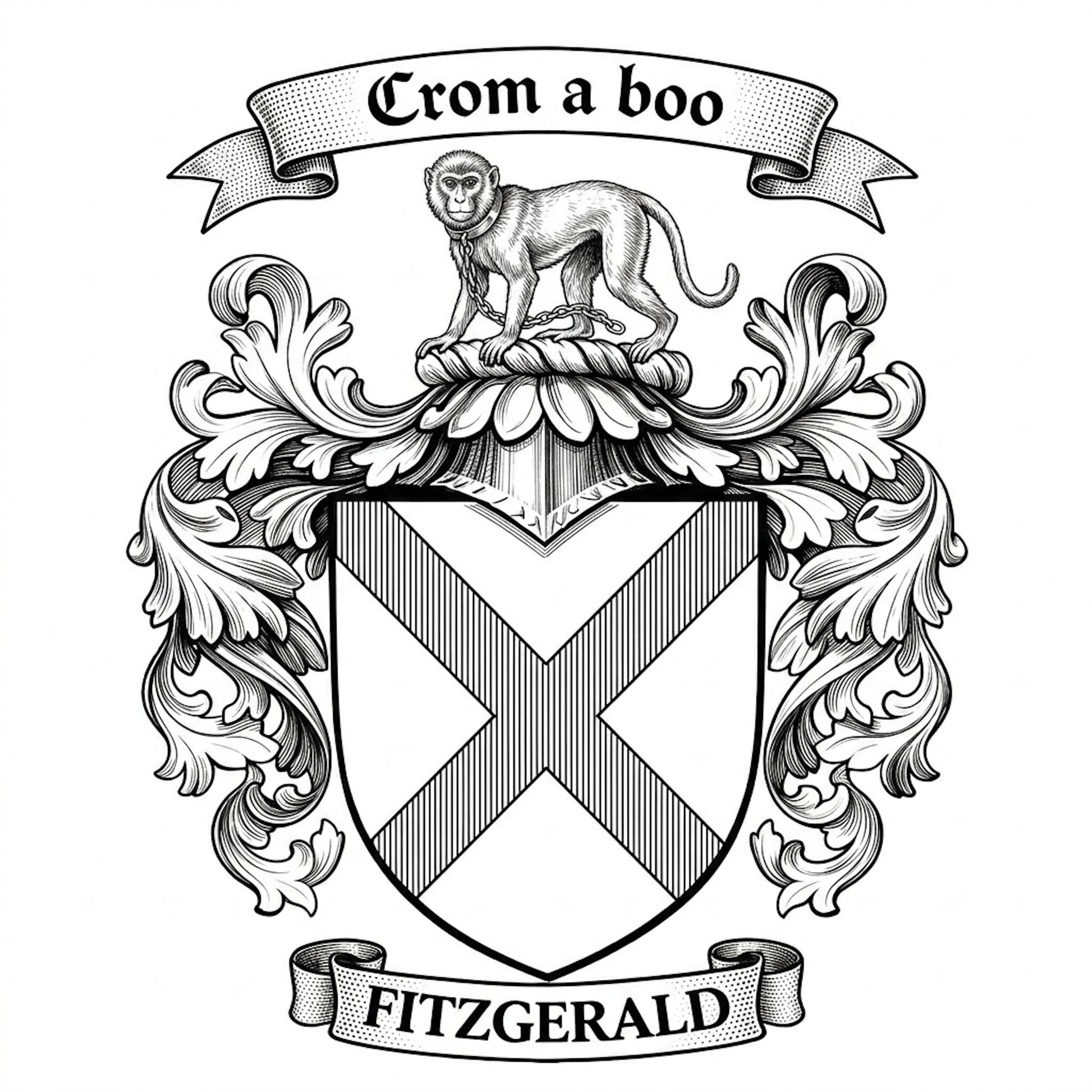 The Fitzgerald Family Coat of Arms digital download: Includes Color PNG, B&W PNG, and SVG vector files