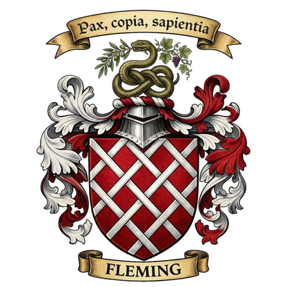 The Fleming Family Coat of Arms digital download: Includes Color PNG, B&W PNG, and SVG vector files