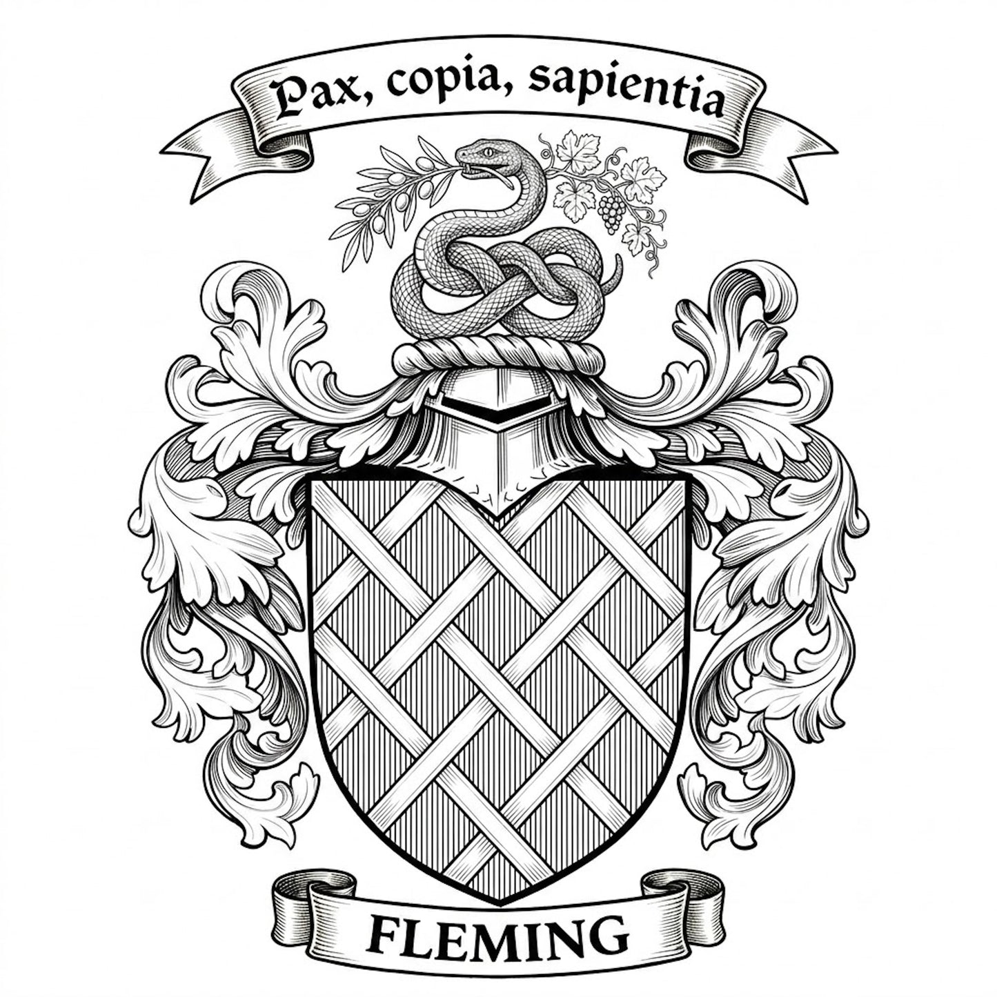 The Fleming Family Coat of Arms digital download: Includes Color PNG, B&W PNG, and SVG vector files