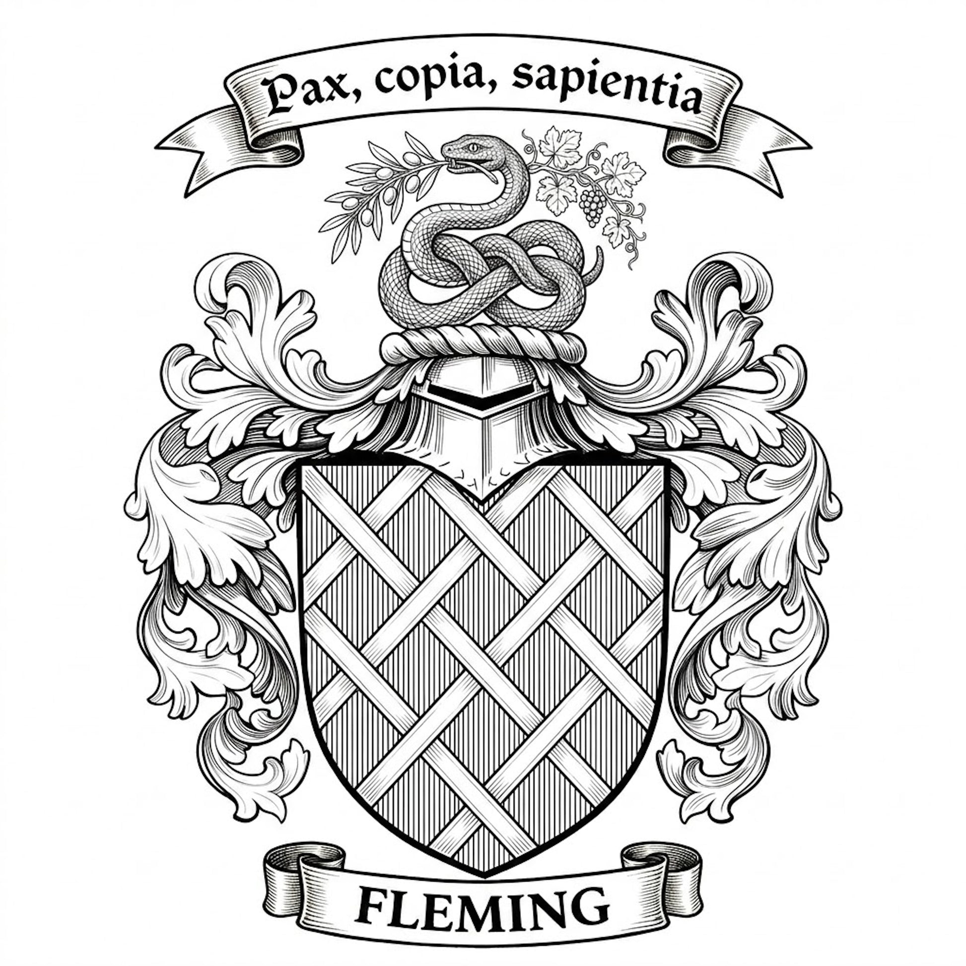 The Fleming Family Coat of Arms digital download: Includes Color PNG, B&W PNG, and SVG vector files