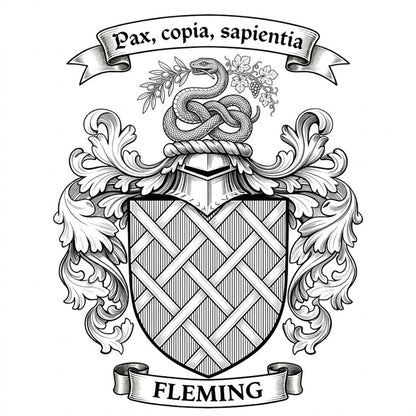 The Fleming Family Coat of Arms digital download: Includes Color PNG, B&W PNG, and SVG vector files