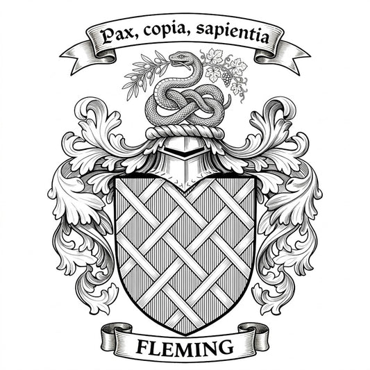 The Fleming Family Coat of Arms digital download: Includes Color PNG, B&W PNG, and SVG vector files