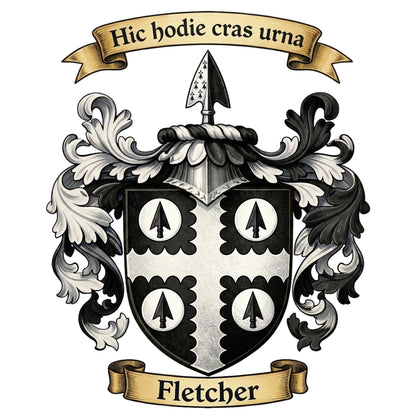 The Fletcher Family Coat of Arms digital download: Includes Color PNG, B&W PNG, and SVG vector files