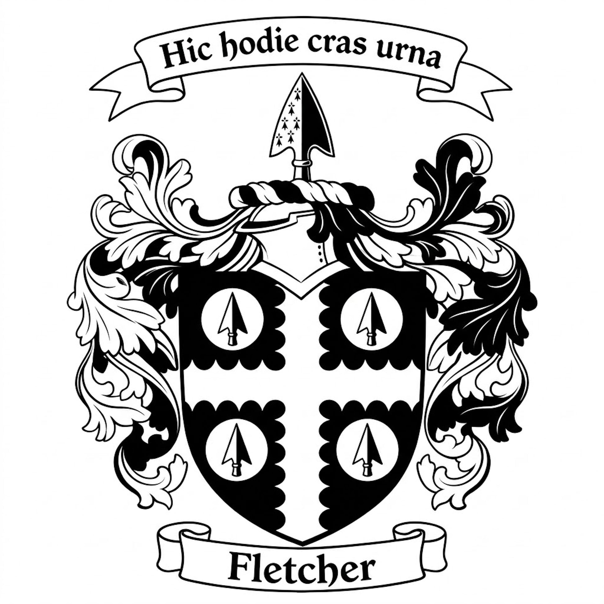 The Fletcher Family Coat of Arms digital download: Includes Color PNG, B&W PNG, and SVG vector files