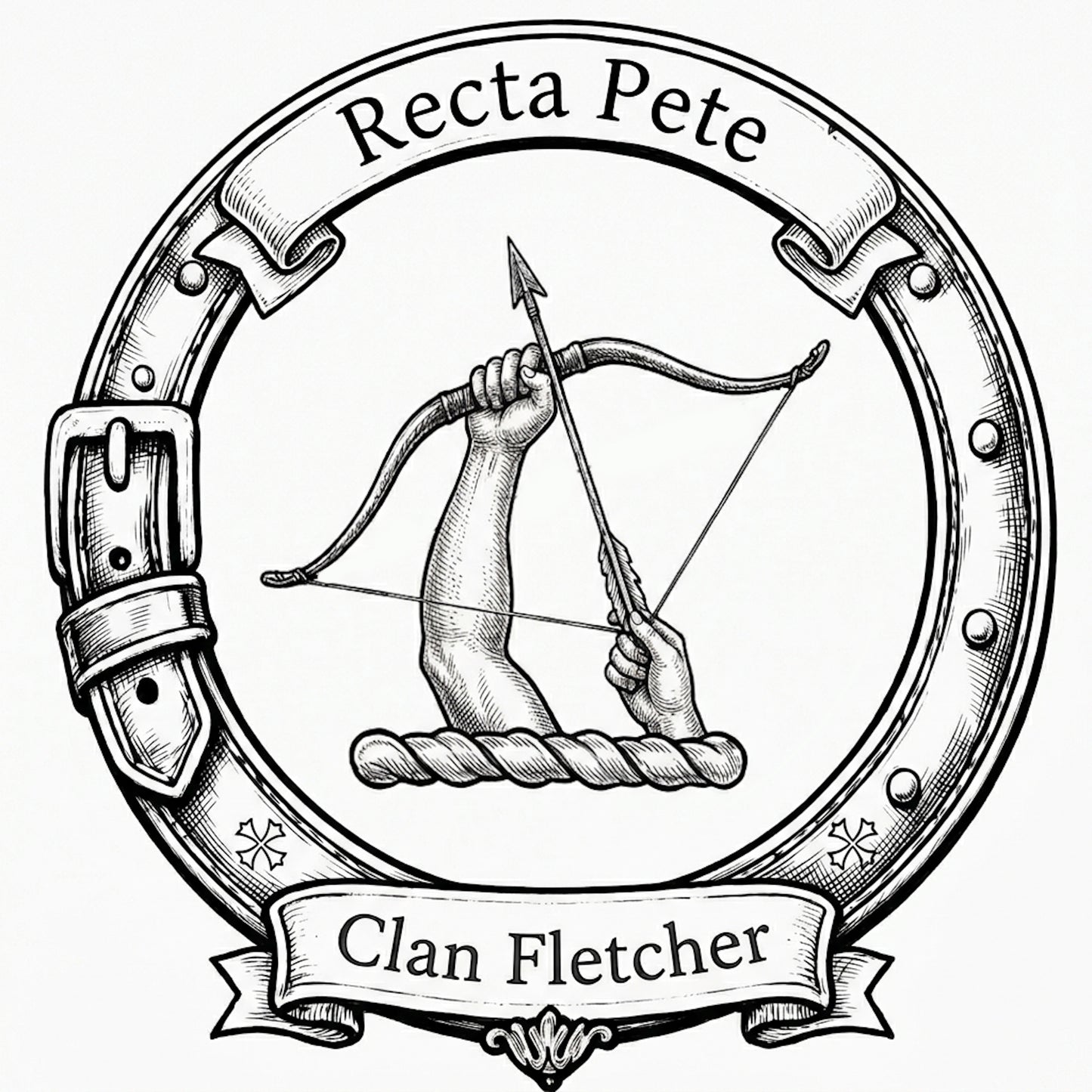 Clan Fletcher Crest digital download: Includes Color PNG, B&W PNG, and SVG vector files