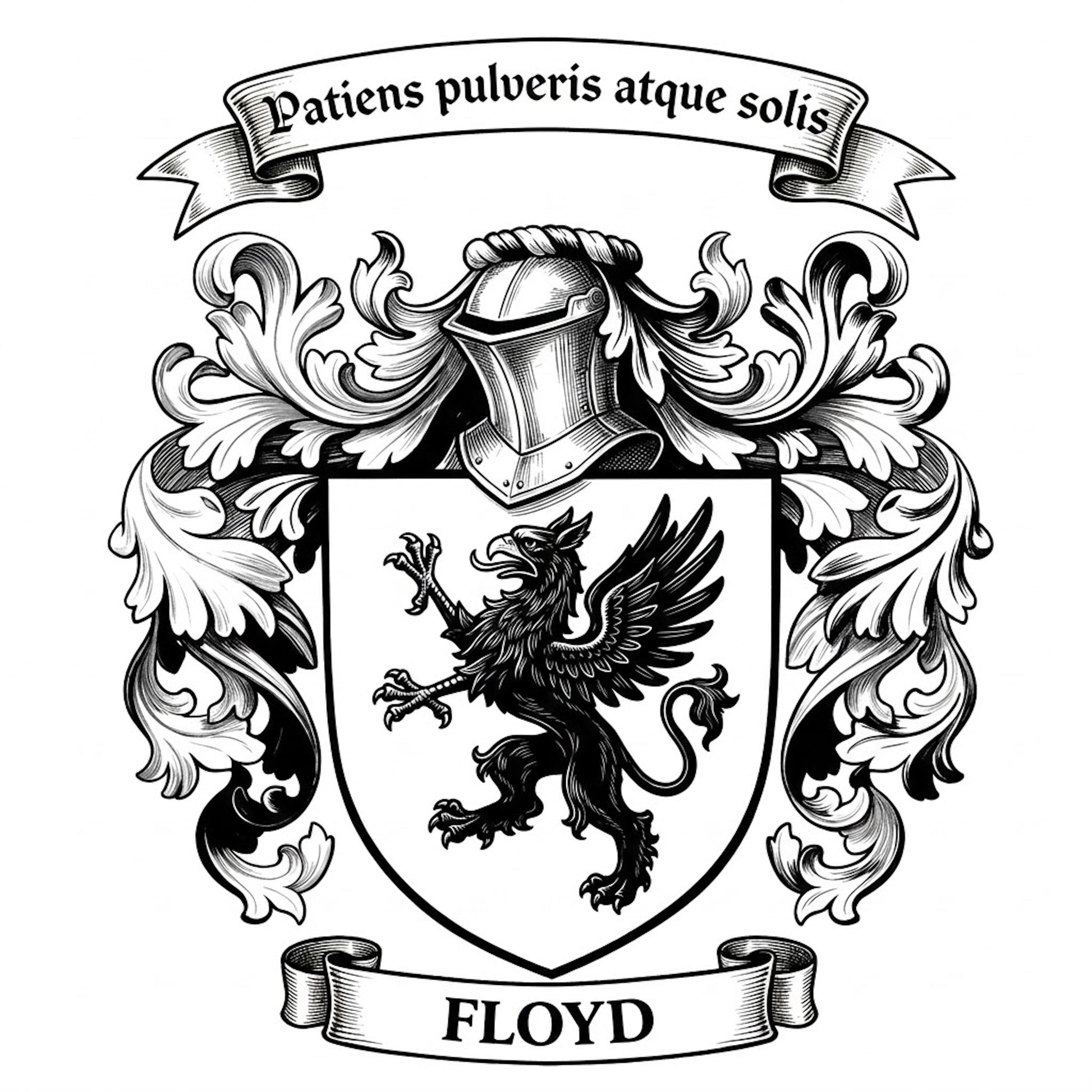 The Floyd Family Coat of Arms digital download: Includes Color PNG, B&W PNG, and SVG vector files