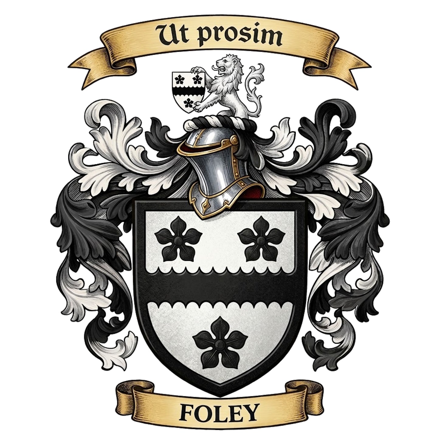 The Foley Family Coat of Arms digital download: Includes Color PNG, B&W PNG, and SVG vector files