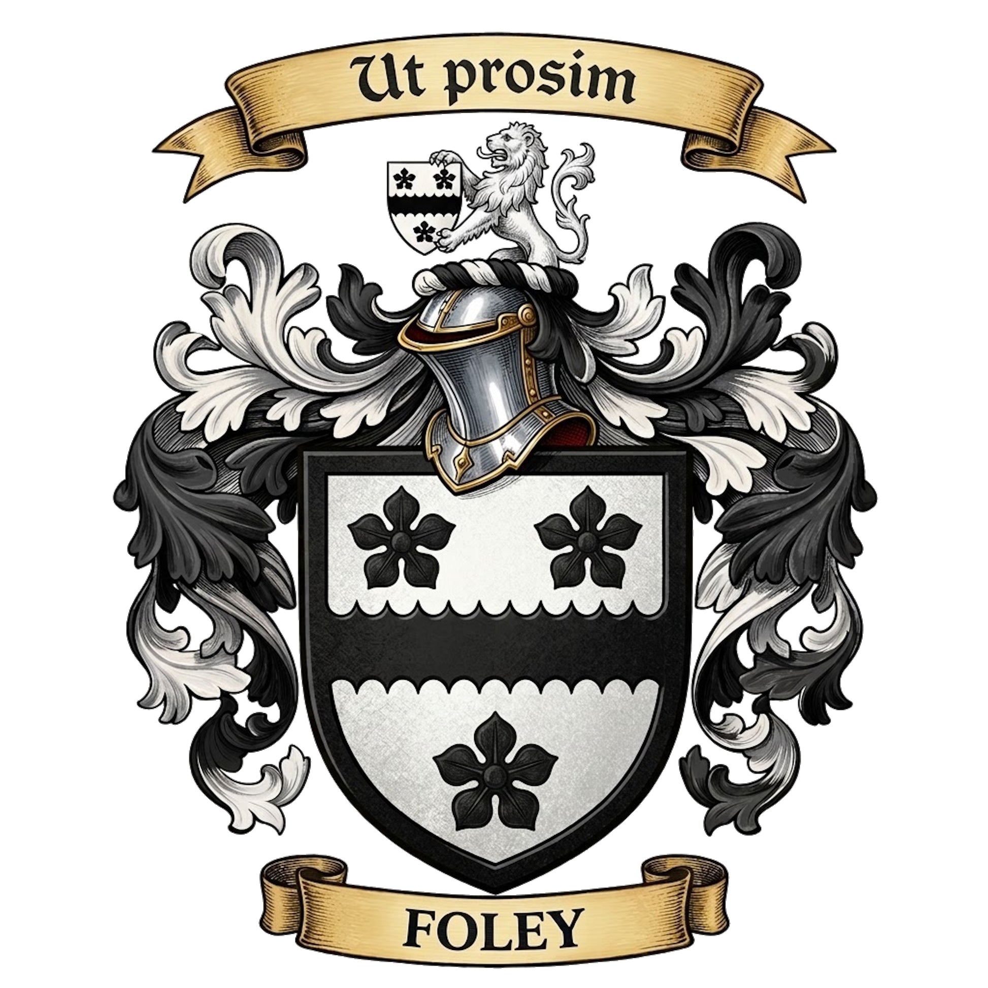The Foley Family Coat of Arms digital download: Includes Color PNG, B&W PNG, and SVG vector files