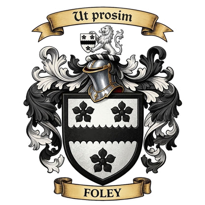 The Foley Family Coat of Arms digital download: Includes Color PNG, B&W PNG, and SVG vector files