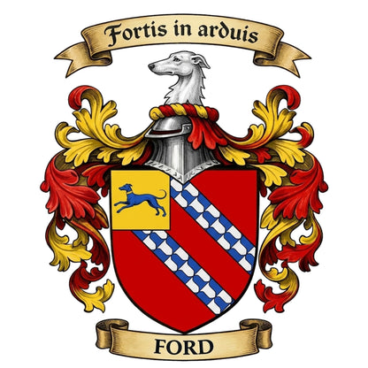The Ford Family Coat of Arms digital download: Includes Color PNG, B&W PNG, and SVG vector files