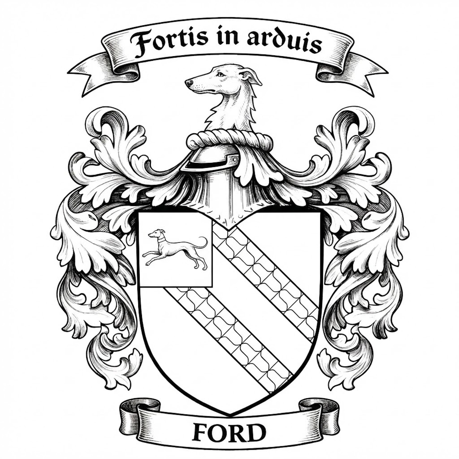The Ford Family Coat of Arms digital download: Includes Color PNG, B&W PNG, and SVG vector files