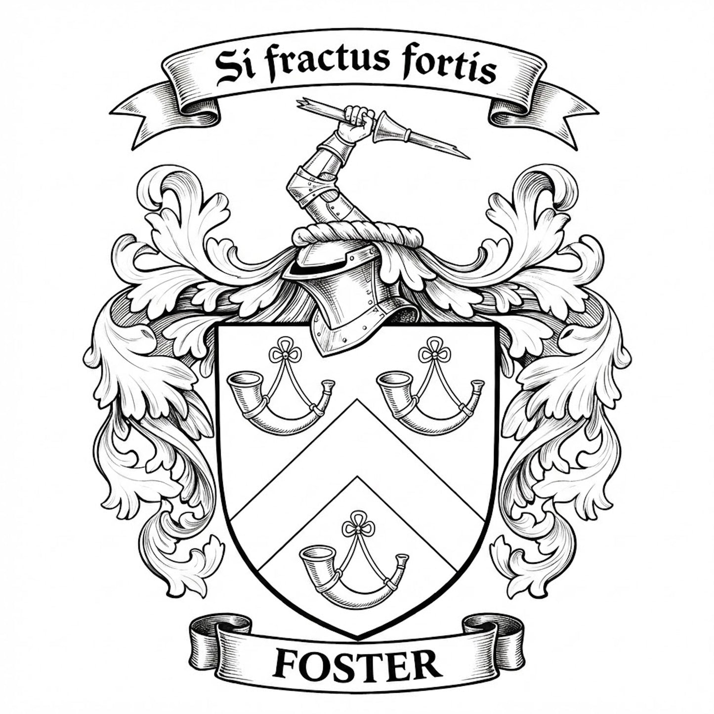 The Foster Family Coat of Arms digital download: Includes Color PNG, B&W PNG, and SVG vector files