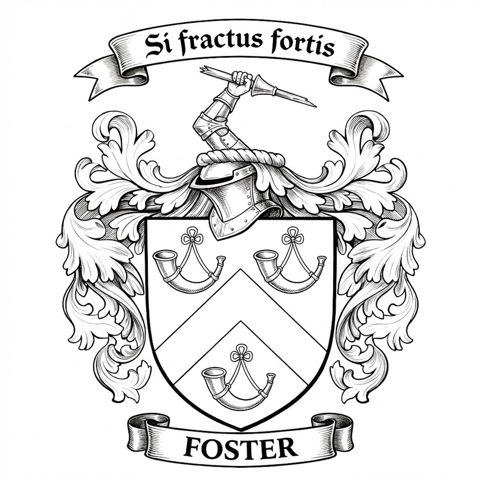 The Foster Family Coat of Arms digital download: Includes Color PNG, B&W PNG, and SVG vector files