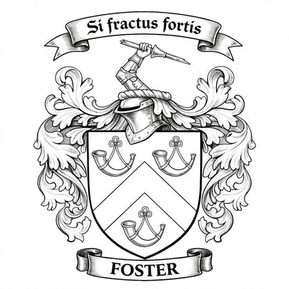 The Foster Family Coat of Arms digital download: Includes Color PNG, B&W PNG, and SVG vector files