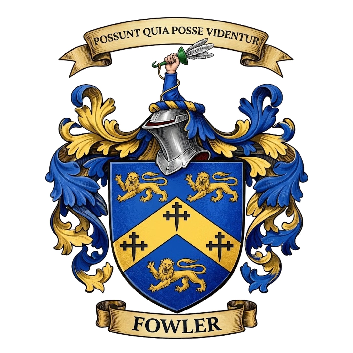 The Fowler Family Coat of Arms digital download: Includes Color PNG, B&W PNG, and SVG vector files