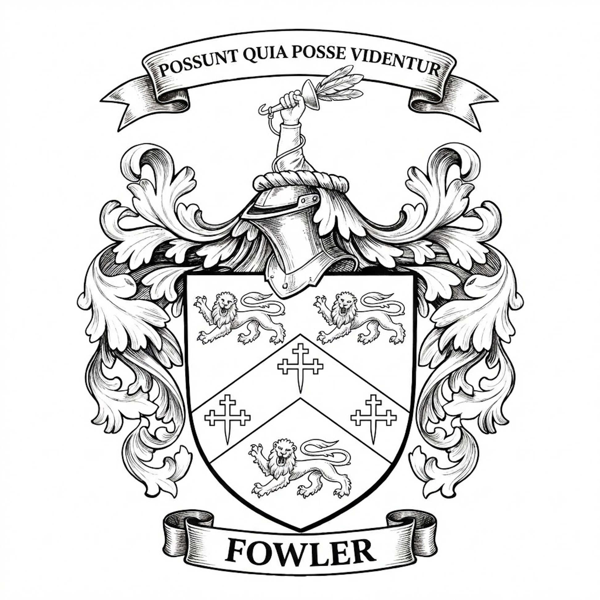 The Fowler Family Coat of Arms digital download: Includes Color PNG, B&W PNG, and SVG vector files