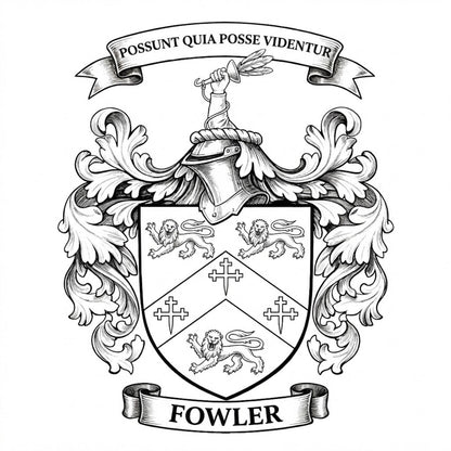 The Fowler Family Coat of Arms digital download: Includes Color PNG, B&W PNG, and SVG vector files