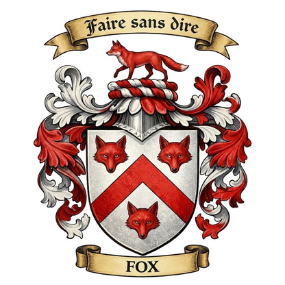 The Fox Family Coat of Arms digital download: Includes Color PNG, B&W PNG, and SVG vector files
