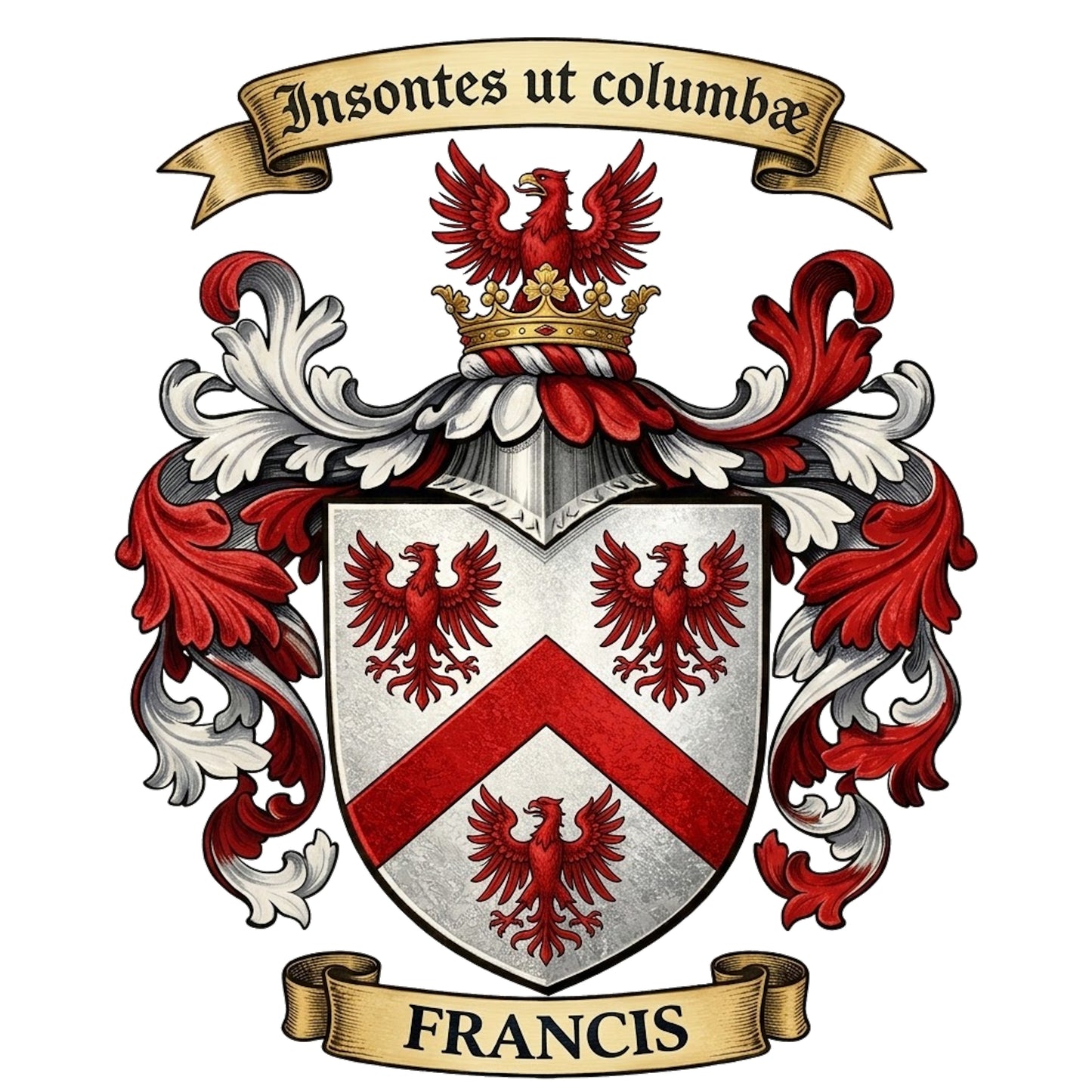 The Francis Family Coat of Arms digital download: Includes Color PNG, B&W PNG, and SVG vector files