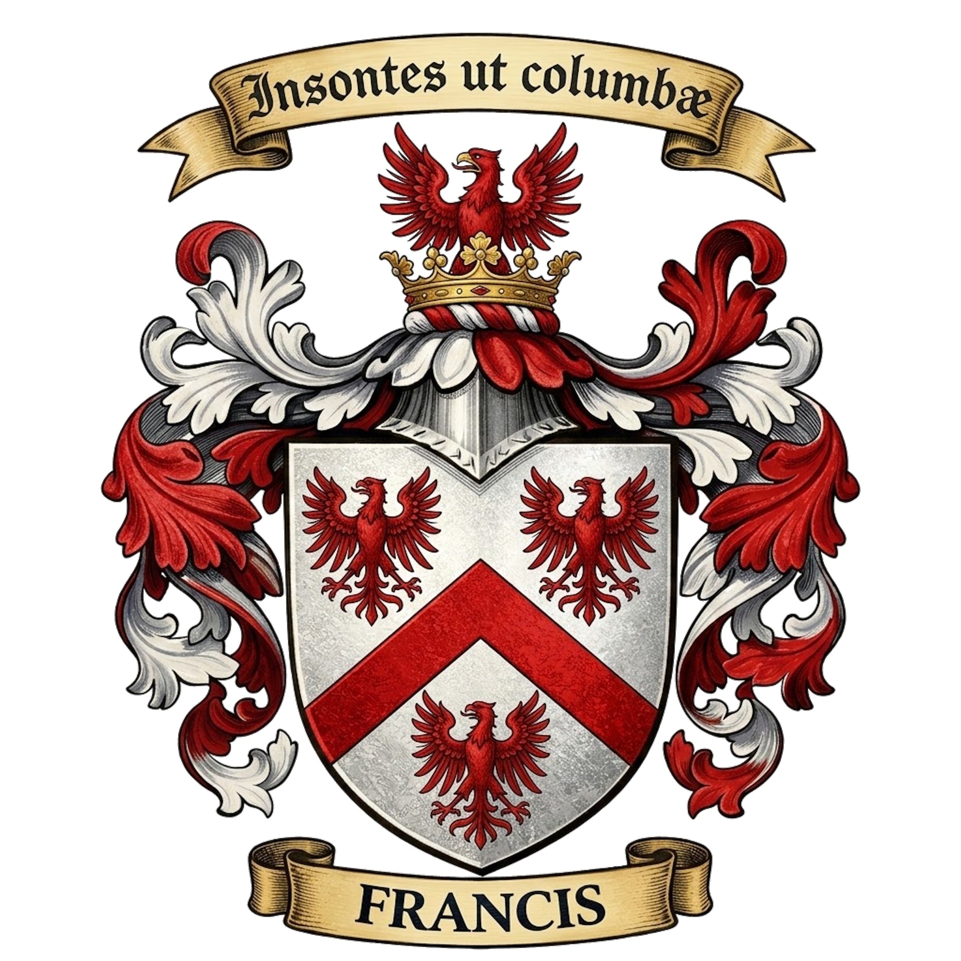 The Francis Family Coat of Arms digital download: Includes Color PNG, B&W PNG, and SVG vector files