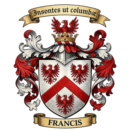 The Francis Family Coat of Arms digital download: Includes Color PNG, B&W PNG, and SVG vector files