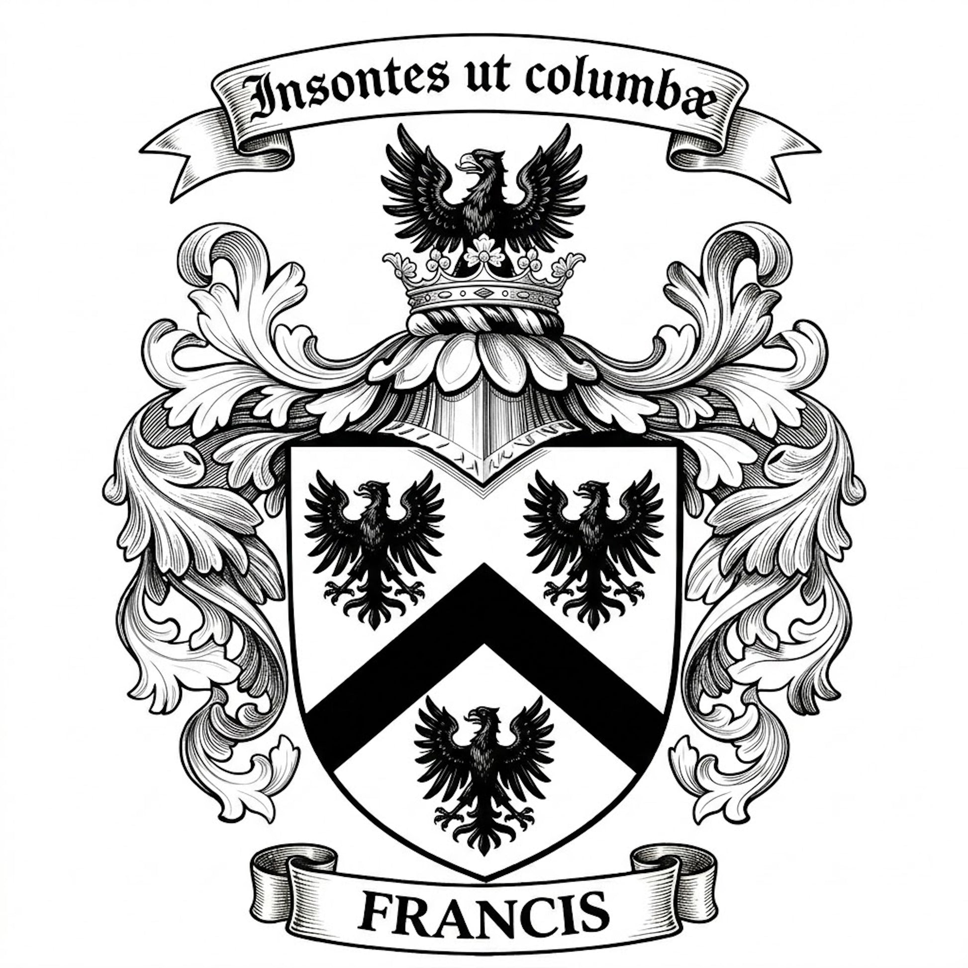 The Francis Family Coat of Arms digital download: Includes Color PNG, B&W PNG, and SVG vector files