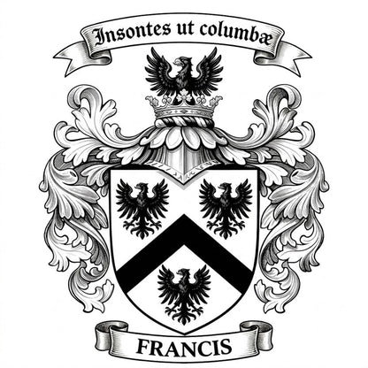 The Francis Family Coat of Arms digital download: Includes Color PNG, B&W PNG, and SVG vector files