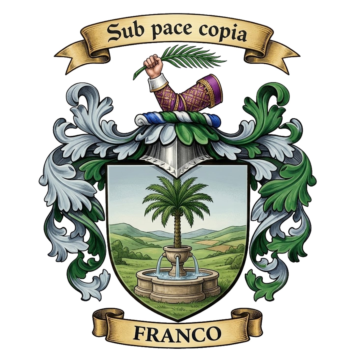 The Franco Family Coat of Arms digital download: Includes Color PNG, B&W PNG, and SVG vector files