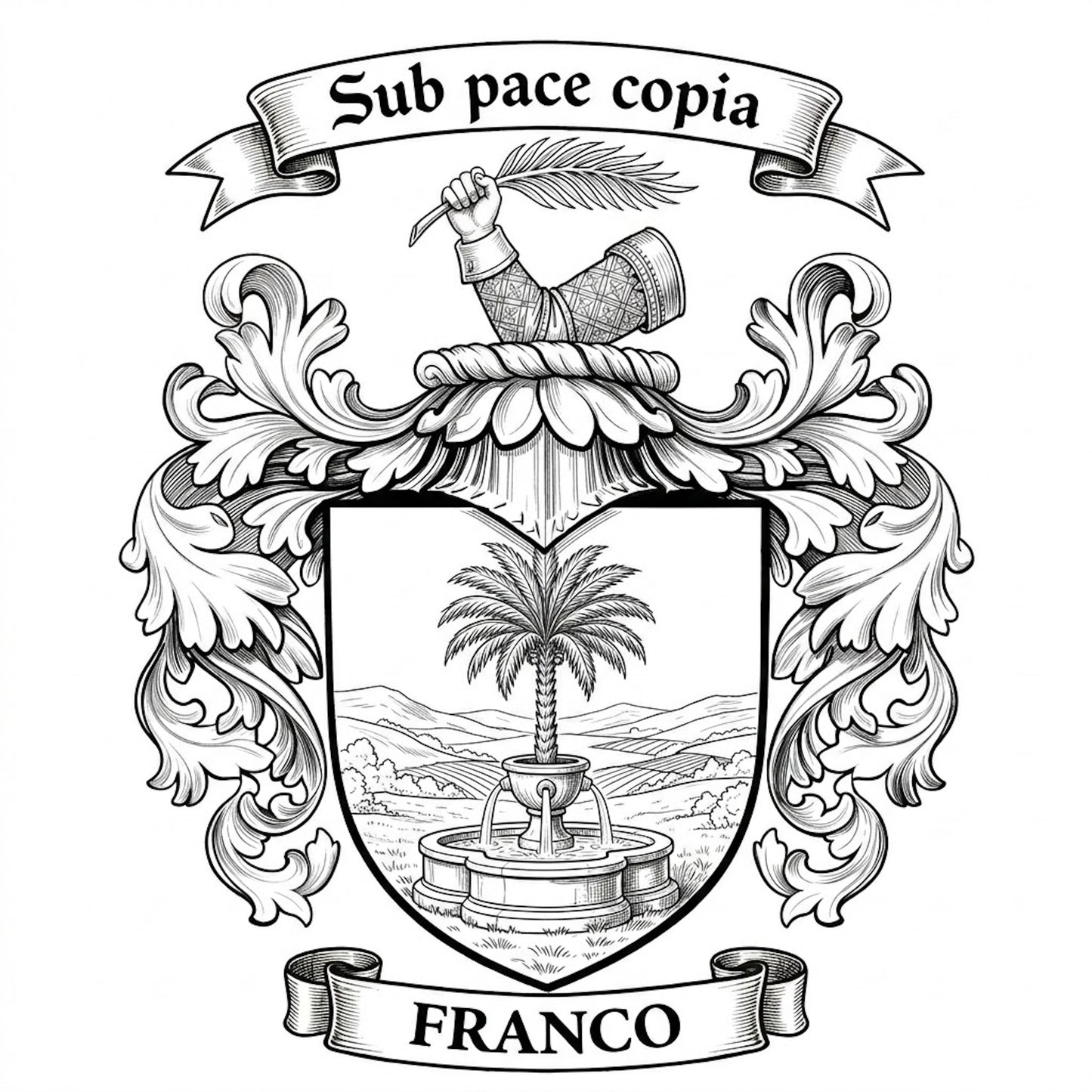 The Franco Family Coat of Arms digital download: Includes Color PNG, B&W PNG, and SVG vector files