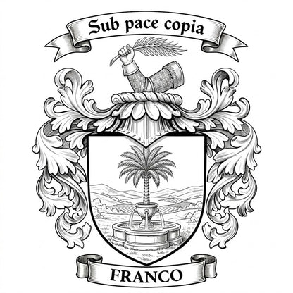 The Franco Family Coat of Arms digital download: Includes Color PNG, B&W PNG, and SVG vector files