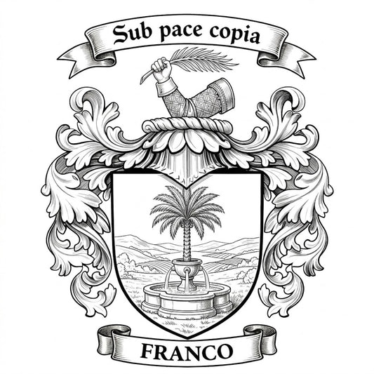 The Franco Family Coat of Arms digital download: Includes Color PNG, B&W PNG, and SVG vector files