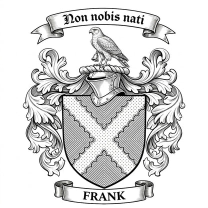 The Frank Family Coat of Arms digital download: Includes Color PNG, B&W PNG, and SVG vector files