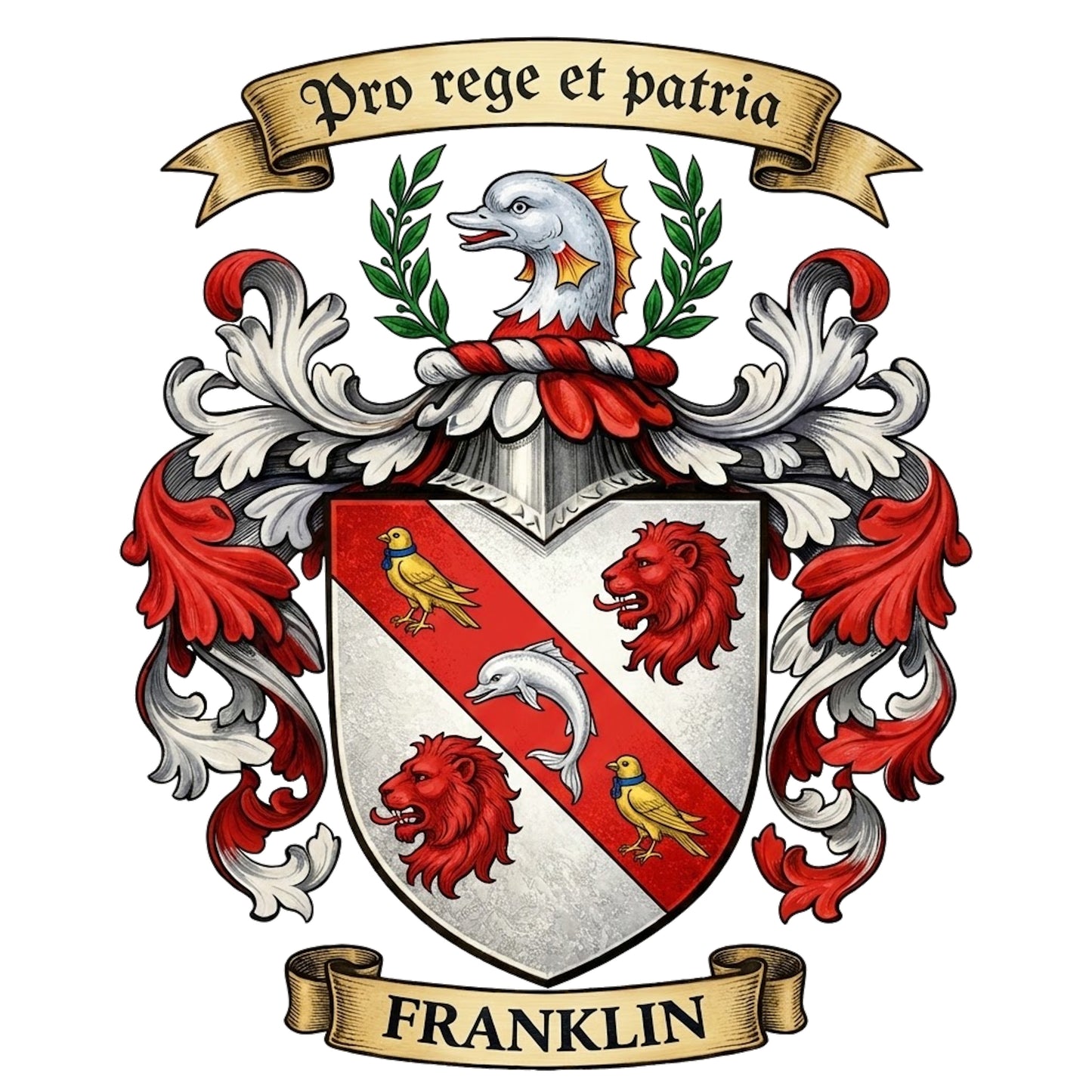 The Franklin Family Coat of Arms digital download: Includes Color PNG, B&W PNG, and SVG vector files