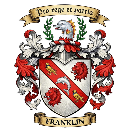 The Franklin Family Coat of Arms digital download: Includes Color PNG, B&W PNG, and SVG vector files