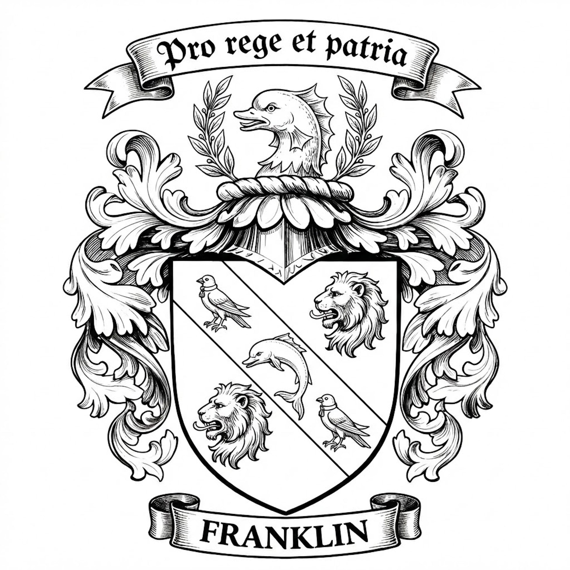 The Franklin Family Coat of Arms digital download: Includes Color PNG, B&W PNG, and SVG vector files
