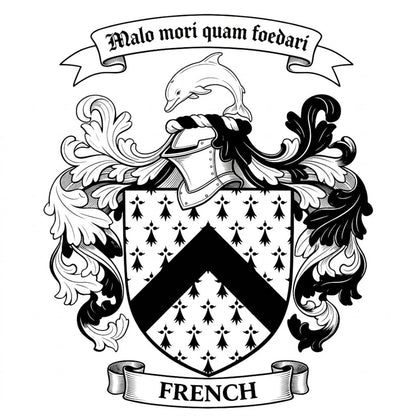 The French Family Coat of Arms digital download: Includes Color PNG, B&W PNG, and SVG vector files
