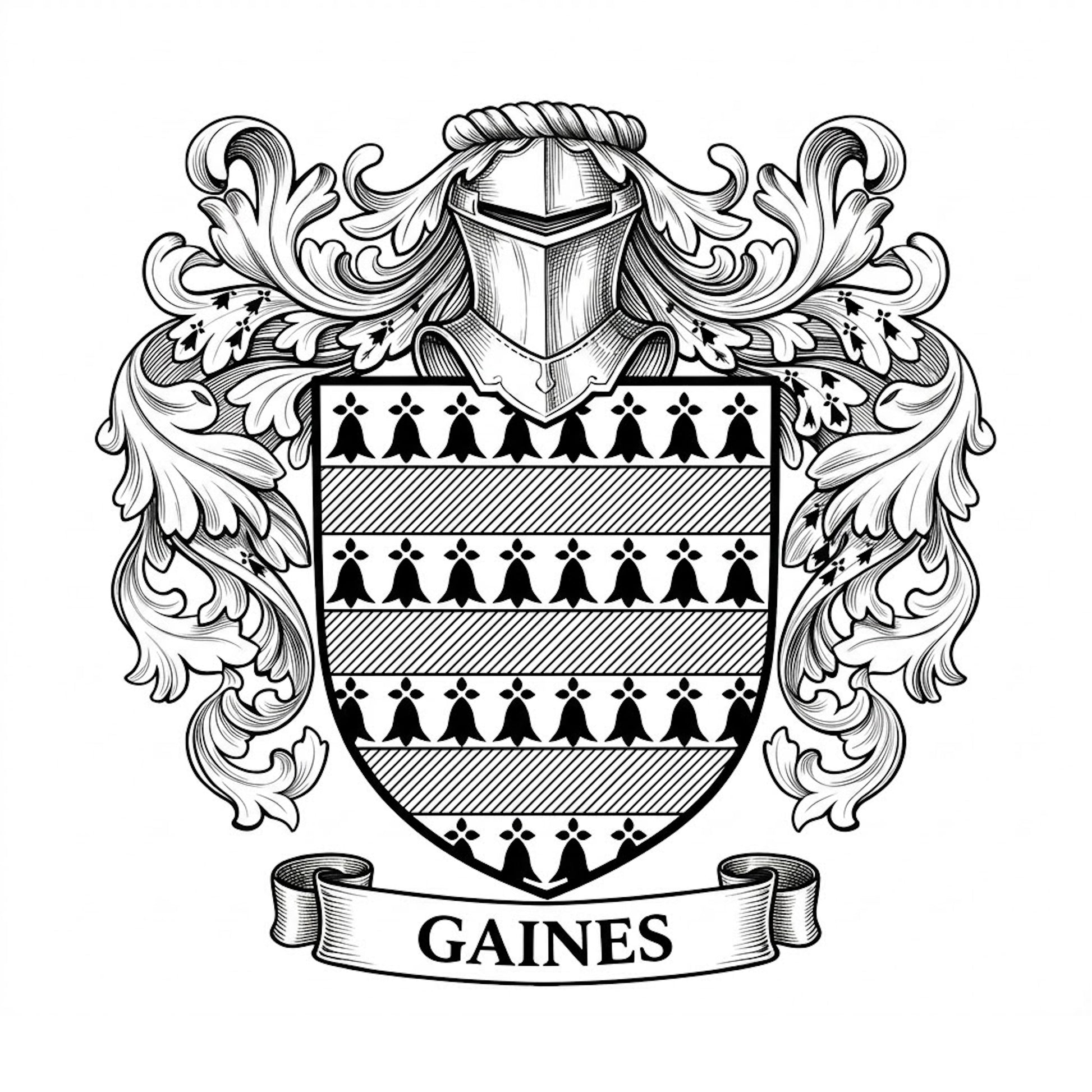 The Gaines Family Coat of Arms digital download: Includes Color PNG, B&W PNG, and SVG vector files