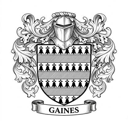 The Gaines Family Coat of Arms digital download: Includes Color PNG, B&W PNG, and SVG vector files