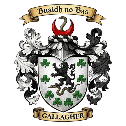 The Gallagher Family Coat of Arms digital download: Includes Color PNG, B&W PNG, and SVG vector files