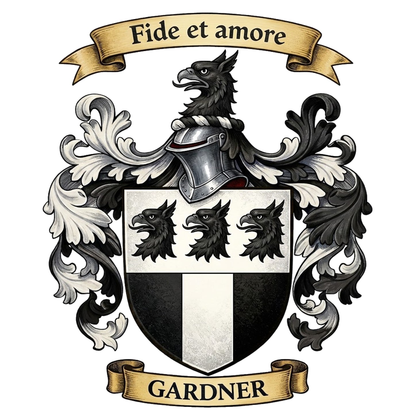 The Gardner Family Coat of Arms digital download: Includes Color PNG, B&W PNG, and SVG vector files